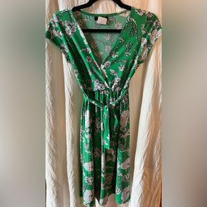 Business Casual Green Floral Midi Dress